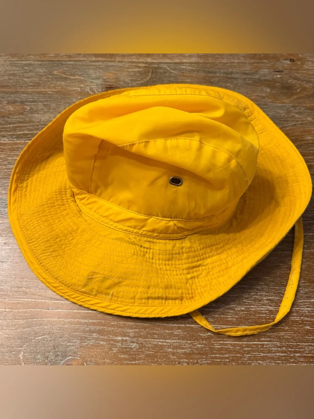VINTAGE YELLOW BOGNER RAIN HAT, XS/S